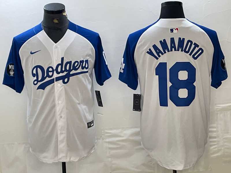 Men's Los Angeles Dodgers #18 Yoshinobu Yamamoto White Blue Fashion Stitched Cool Base Limited Jerseys,We sell and wholesale Men's Los Angeles Dodgers #18 Yoshinobu Yamamoto White Blue Fashion Stitched Cool Base Limited Jerseys on line form chian!